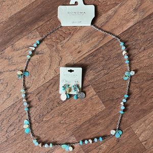 NWT SONOMA Life+Style genuine shell necklace+earrings bundle